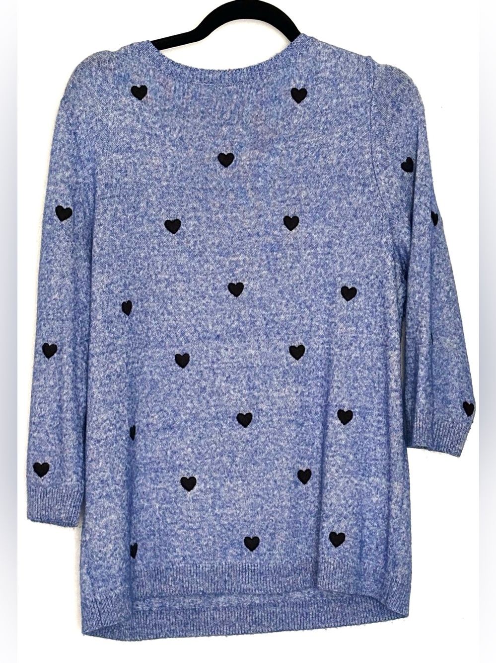 Talbots Embroidered Hearts Crewneck Sweater Blue Size X - Picture 3 of 5